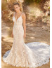 Beaded Ivory Lace Tulle Wedding Dress With Champagne Lining